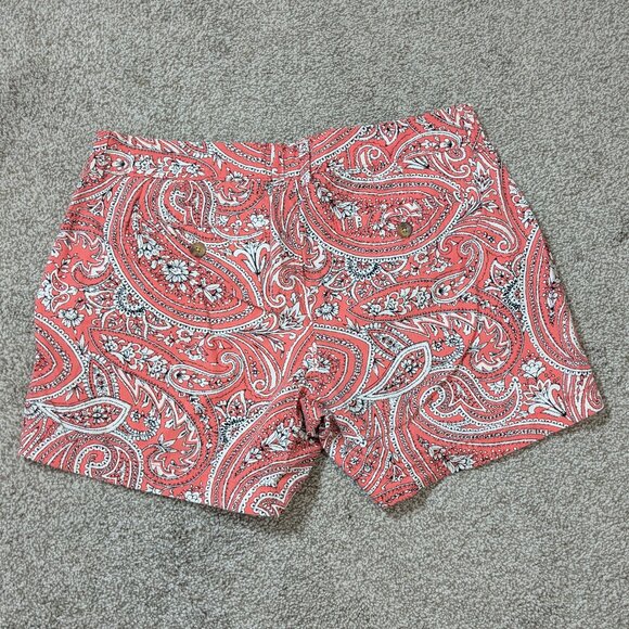 OLD NAVY Coral Paisley Mid-Rise, 5 Inch Cotton Zip Shorts; Size 6 - Picture 2 of 5